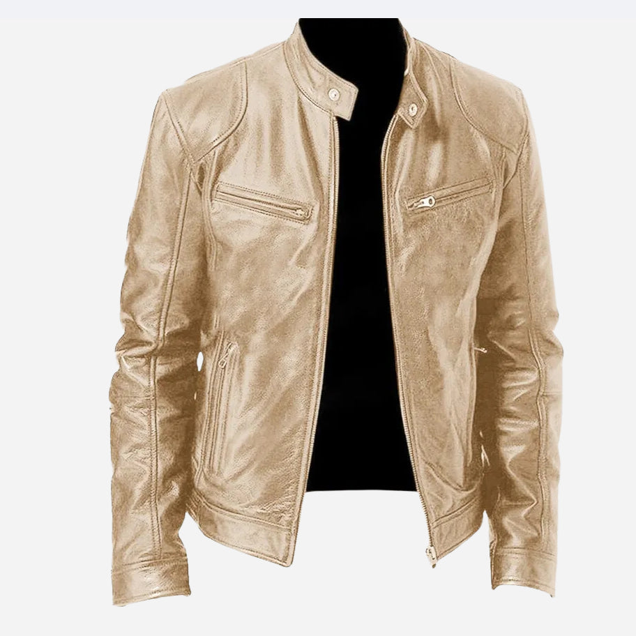 Veste "Urban Rider" en Cuir PU – Col Montant & Coupe Ajustée