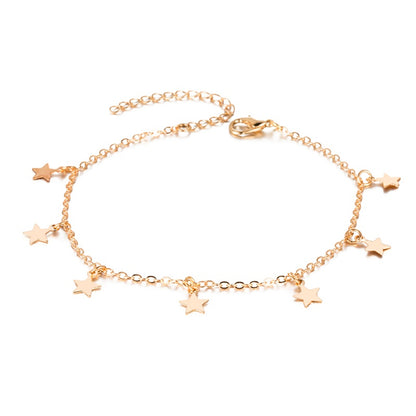 Bracelet de Cheville "Ocean-Heart" – Double Chaîne Rétro & Pendentif Cœur Gravé