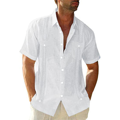 Chemise "Habana Print" – Style Guayabera Moderne & Coupe Décontractée
