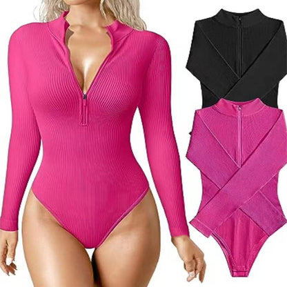 Combinaison "Elite-Contour" – Manches Longues, Zip Frontal & Gainage Intégral Sans Couture