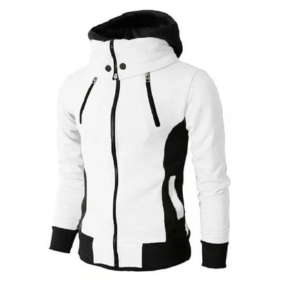 Veste à capuche zippée pour hommes Faux cardigan de sport en deux pièces Veste de sweat-shirt ajustée décontractée