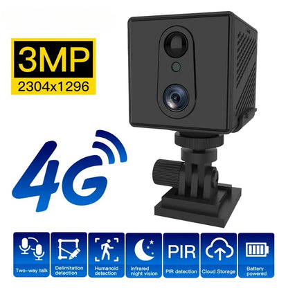 3MP 4G Carte SIM Mini Caméra Caméra De Détection Humaine 3000Mah Batterie Surveillance De Sécurité Caméscope Enregistreur Vidéo Caméra