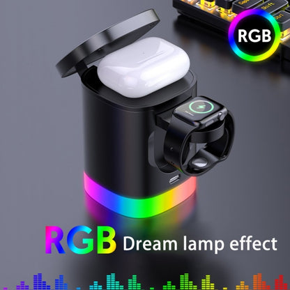 Chargeur rapide sans fil magnétique 3 en 1 pour téléphone intelligent Station de charge de lumière ambiante RVB pour Airpods IWatch