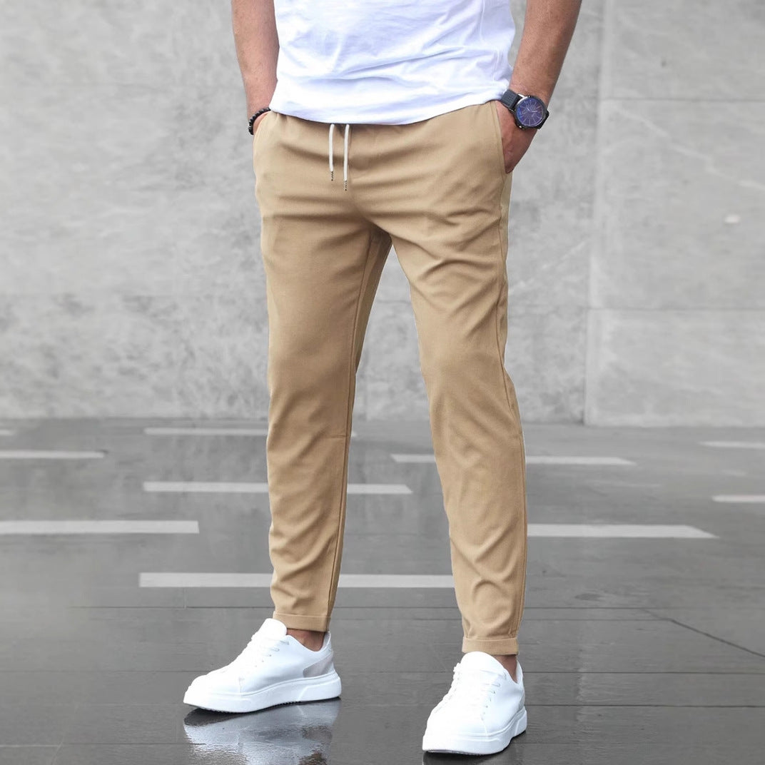Pantalon "Urban-Slim" – Coupe Crayon Ajustée & Taille à Cordon