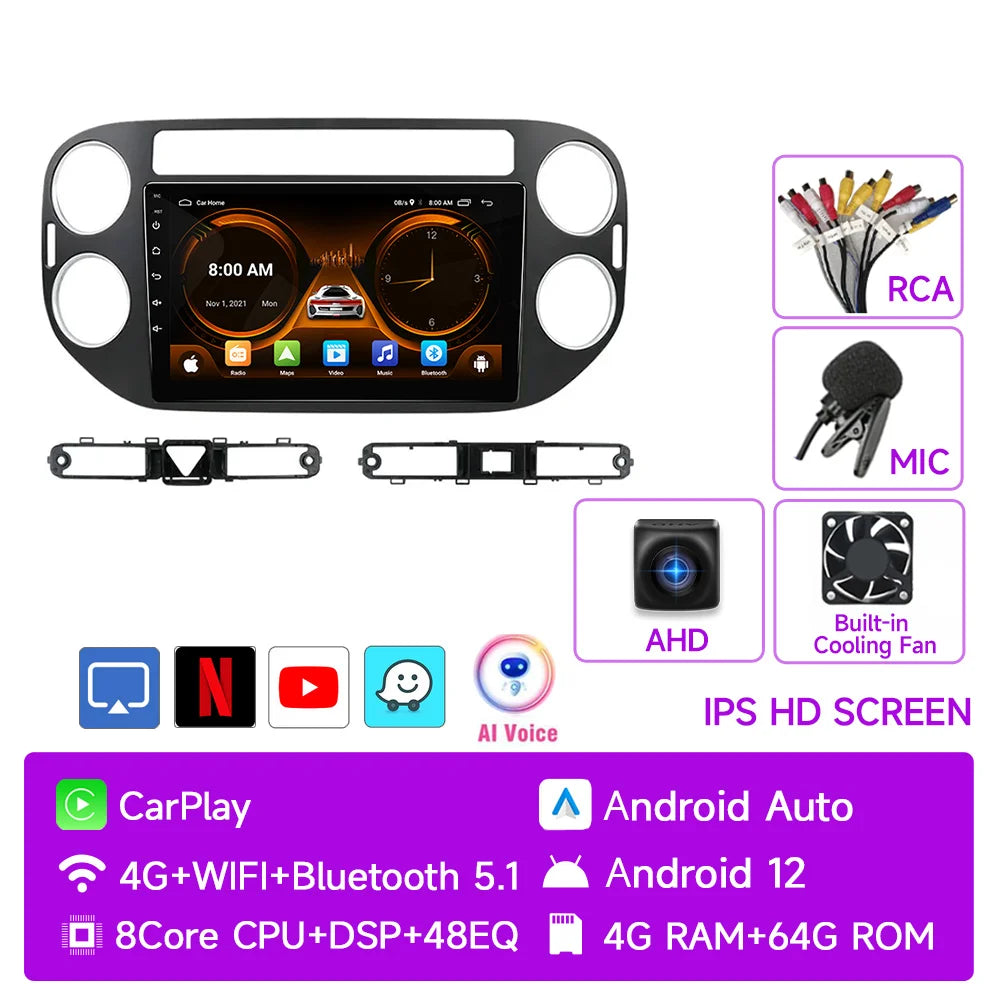 Autoradio Android Auto AI Voice 2 din Radio pour VW Volkswagen Tiguan 1 NF 2006-2016 Carplay Car Multimedia GPS 2din autoradio