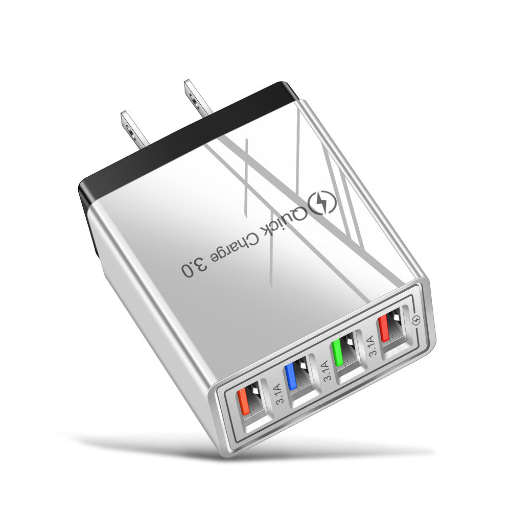 Chargeur USB Charge rapide 3.0 4 Adaptateur de téléphone pour tablette Chargeur mobile mural portable