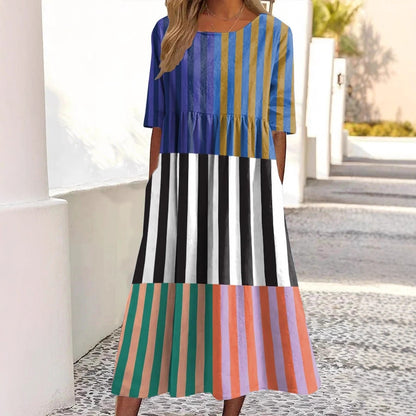 Robe ample décontractée pour femmes Retro Ocean Art Printemps