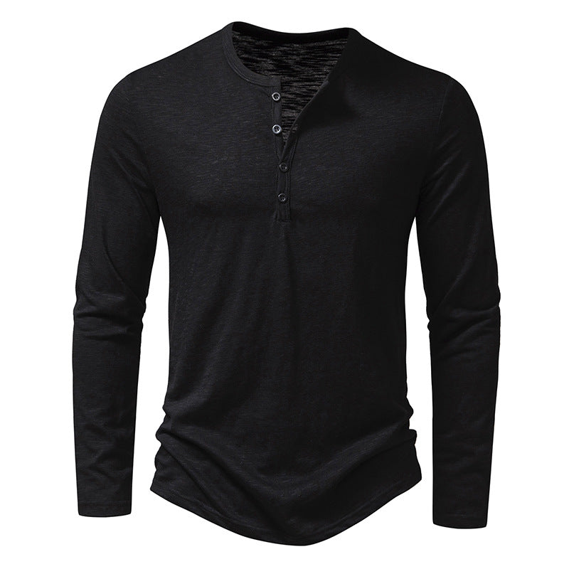 Tee-Shirt "Nomade" Col Tunisien – Manches Longues & Coupe Ajustée