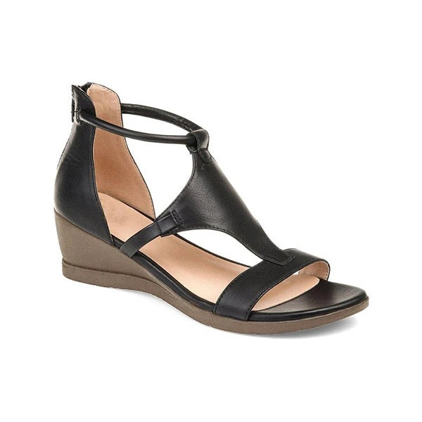 Sandales "Heritage-Wedge" – Style Romain à Brides Croisées & Talon Compensé Confort