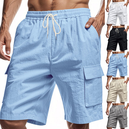 Short Cargo "Horizon-Lin" – Taille Élastique, Cordon de Serrage & Poches Latérales